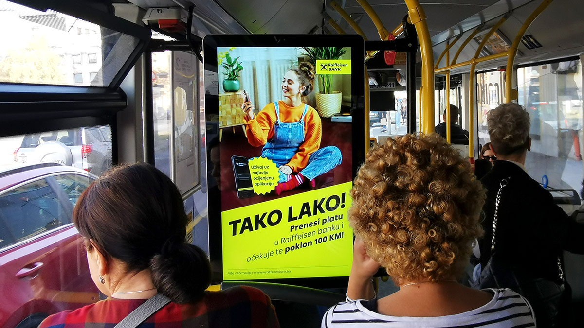 Bus indoor advertising Reifeisen dubai