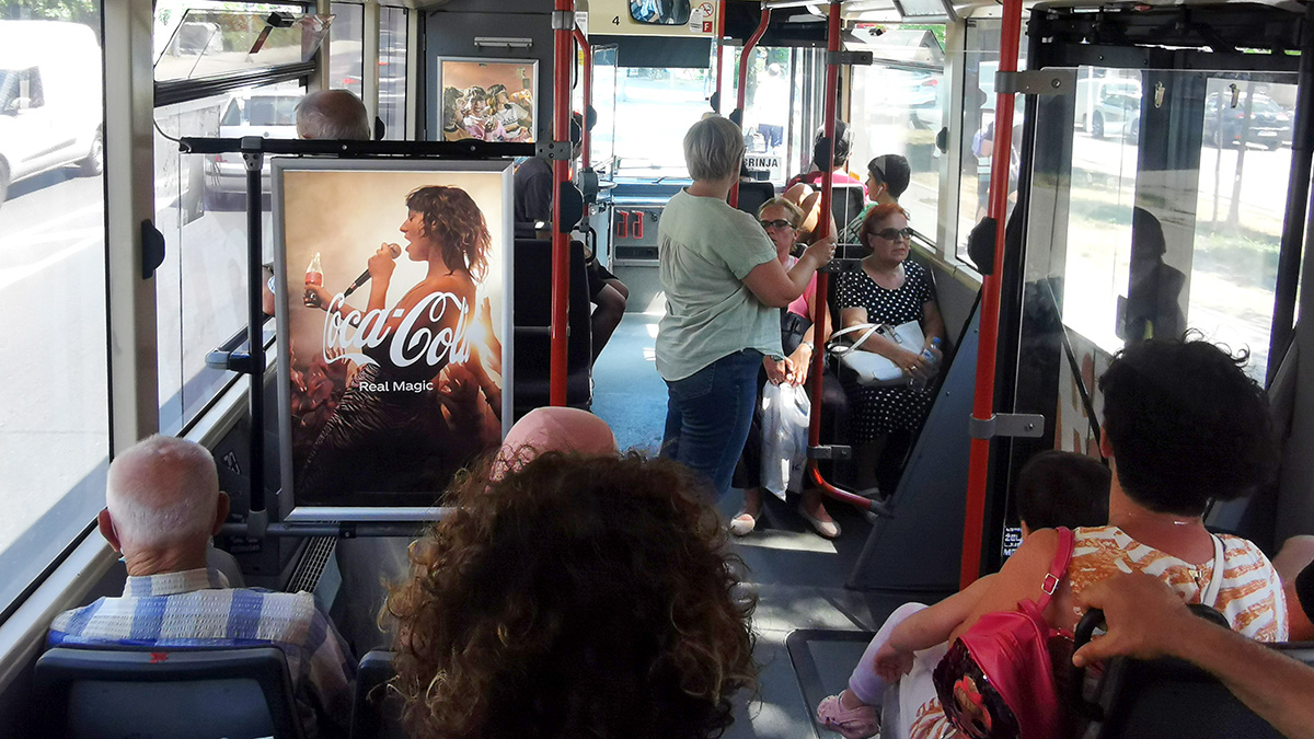 Bus indoor advertising Coca Cola dubai